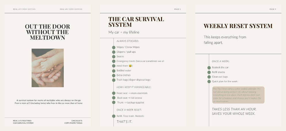 Selected pages from the Out the Door Without the Meltdown digital guide